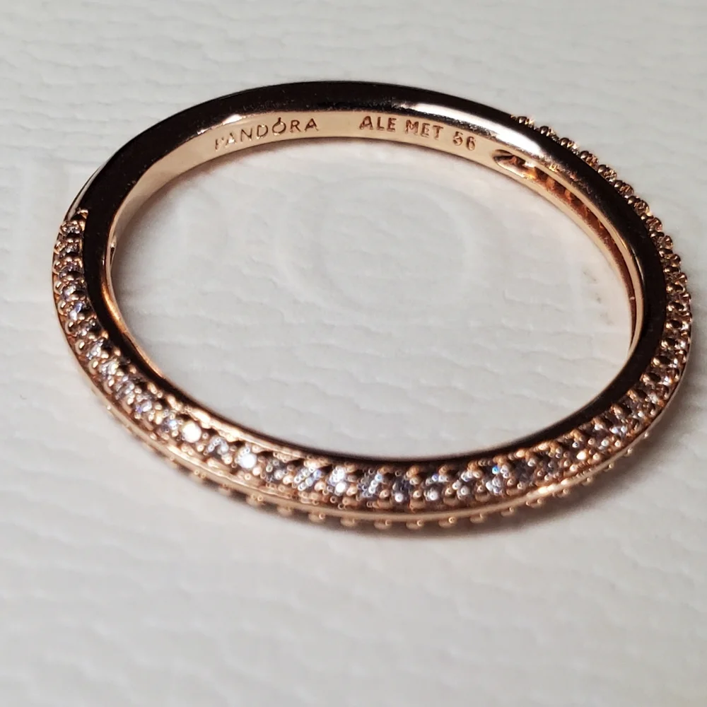 Pandora Rose Gold Pavé Stackable Ring with Clear Stones
